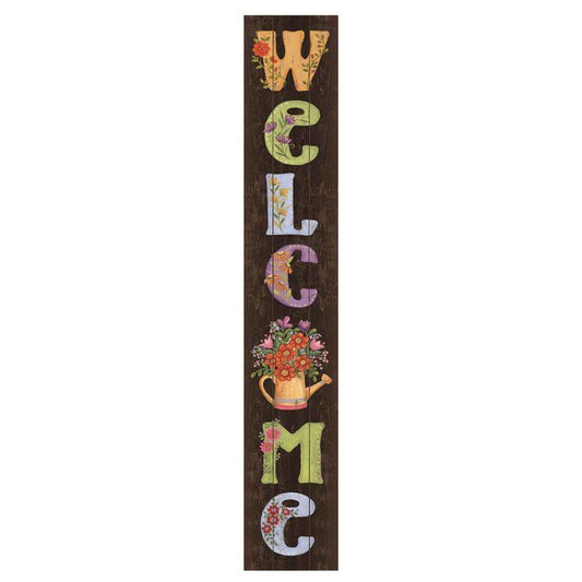  My Word! Multicolored Wood 46.5 In. H Welcome - Watering Can Porch Sign