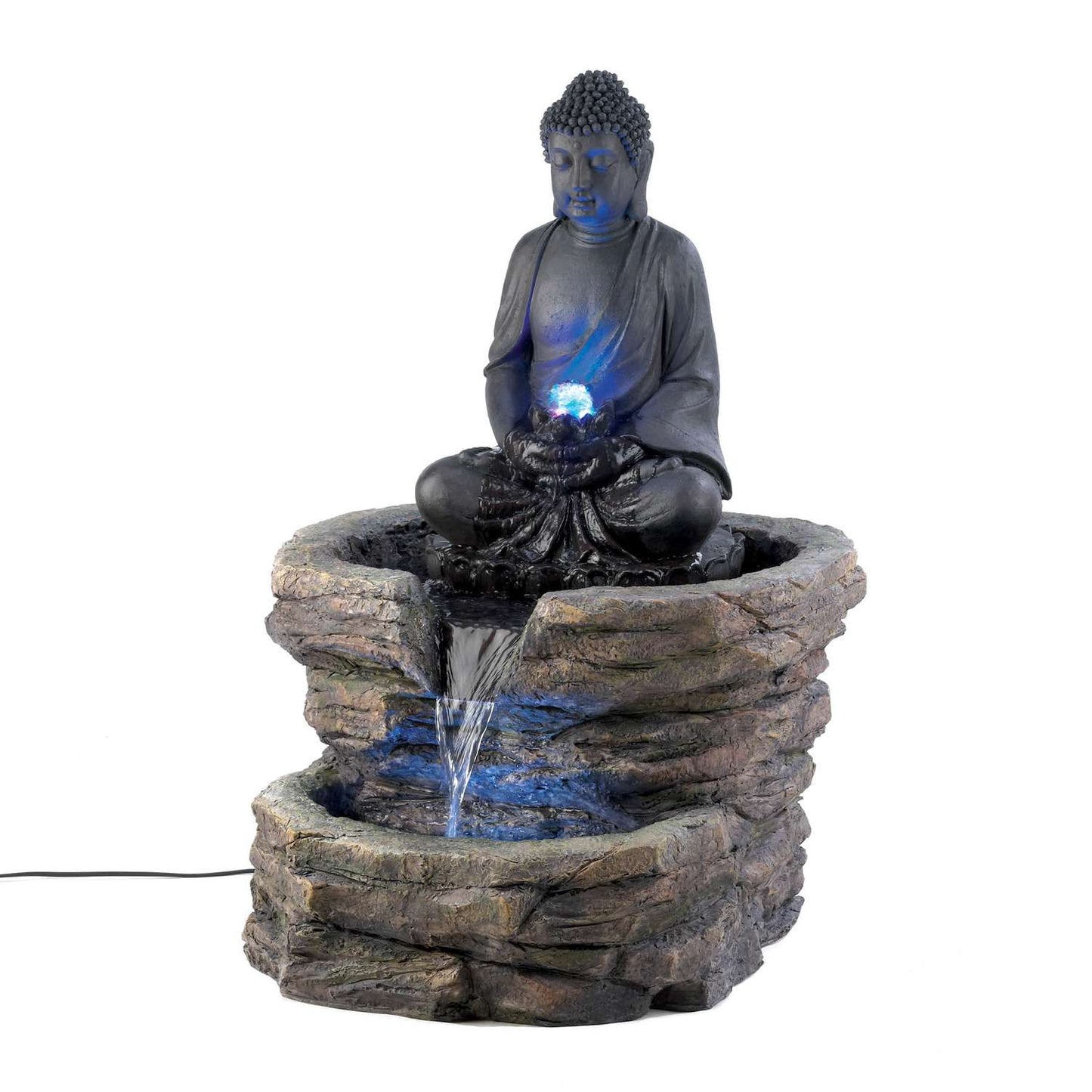  Cascading Fountains Serenity Buddha Polyresin Outdoor Fountain