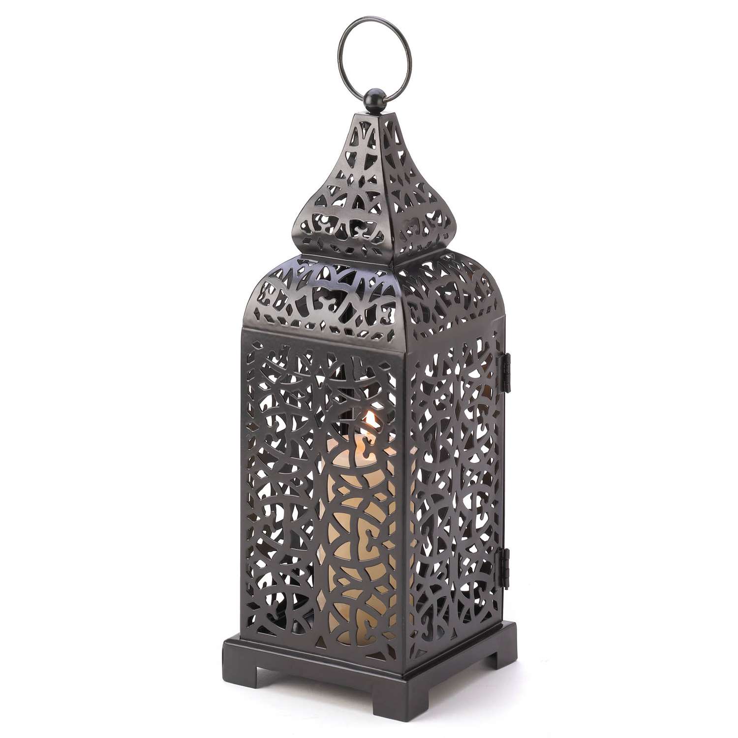  Gallery Of Light Lattuce Tower 13 In. Iron Lantern Black