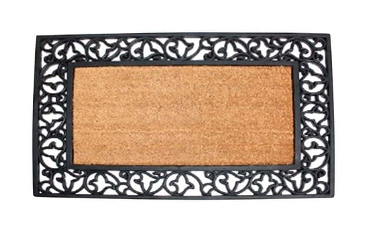  J & M Home Fashions Scroll 3.3 Ft. W X 2 Ft. L Brown Coconut Fiber Door Mat