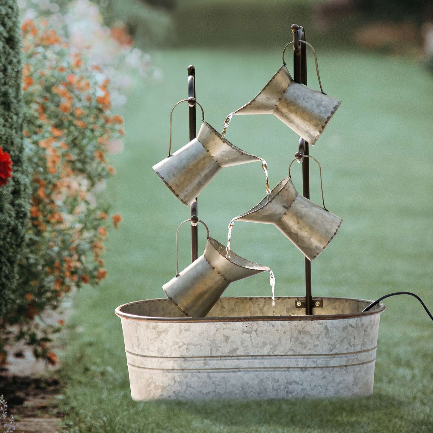  Glitzhome Metal Silver 33.25 In. H Cascading Fountain
