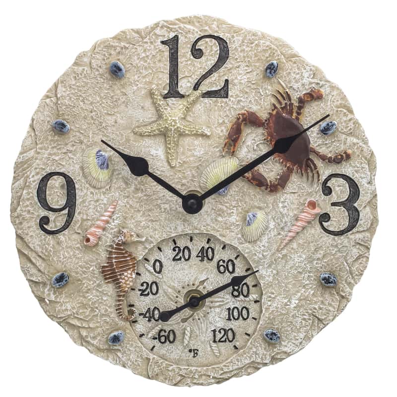  Taylor Springfield Clock/Thermometer Plastic Assorted 12 In.