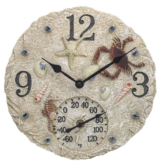  Taylor Springfield Clock/Thermometer Plastic Assorted 12 In.