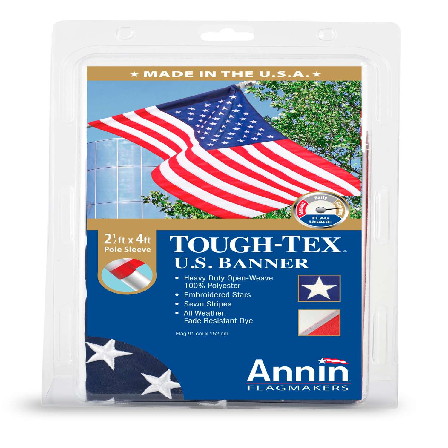  Annin Tough-Tex U.S Banner 2.5 Ft. W X 4 Ft. L