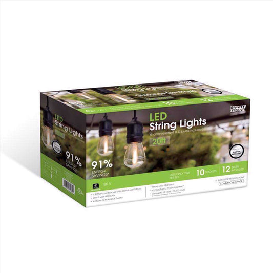  Feit String Lights LED Edison LED Light String Clear 20 Ft. 10 Lights