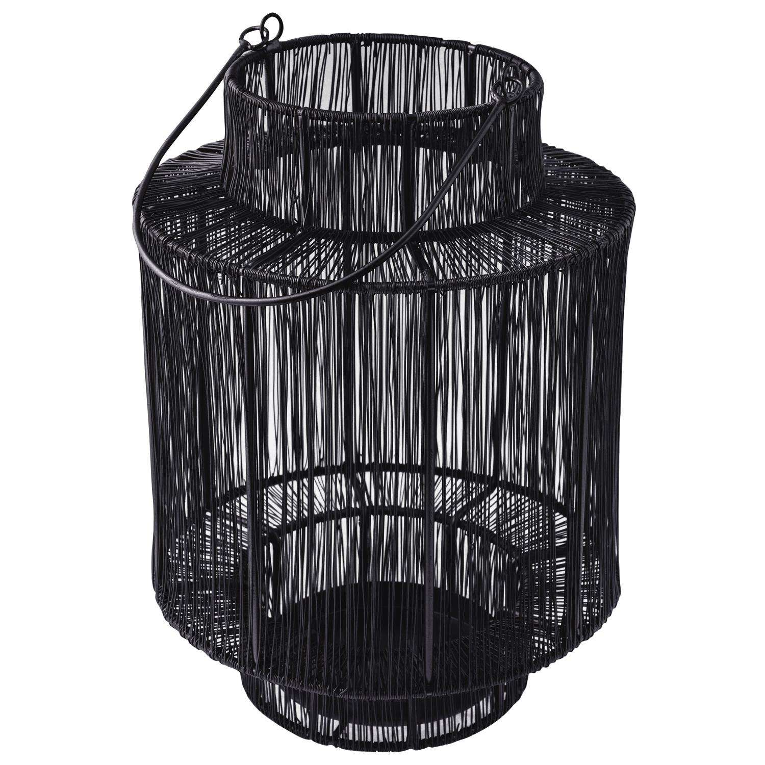  Karma Gifts 11.42 In. Cylinder Wire Lantern Black
