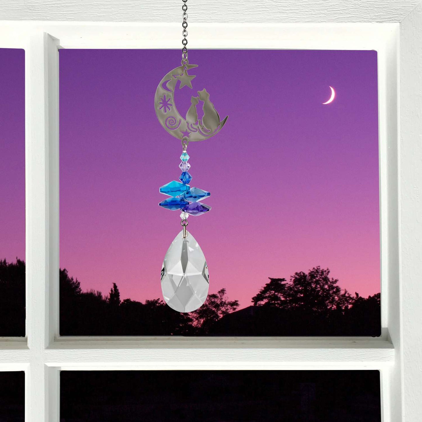  Woodstock Chimes Multi-color Crystal 4.5 In. Cat Wind Chime