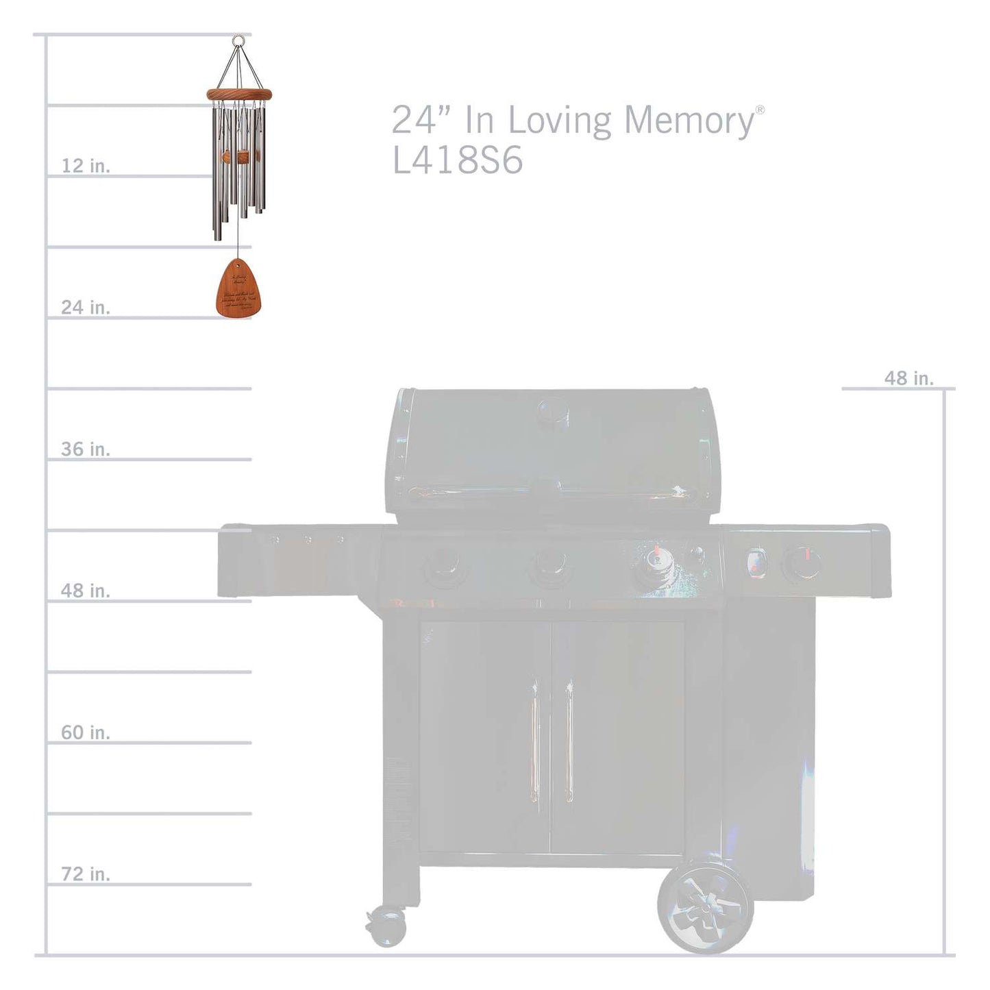  Wind River In Loving Memory Silver Aluminum/Wood 24 In. Wind Chime