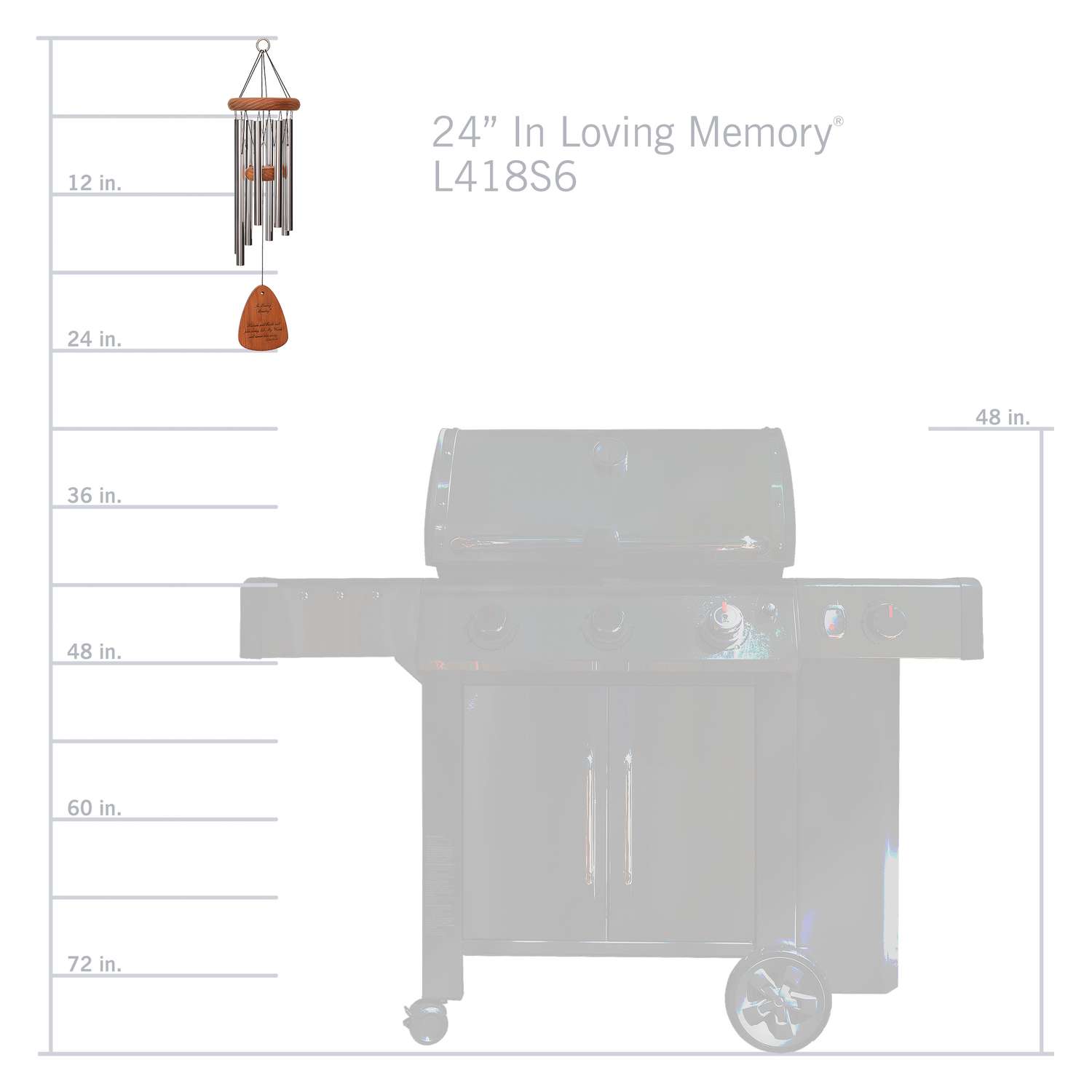  Wind River In Loving Memory Silver Aluminum/Wood 24 In. Wind Chime
