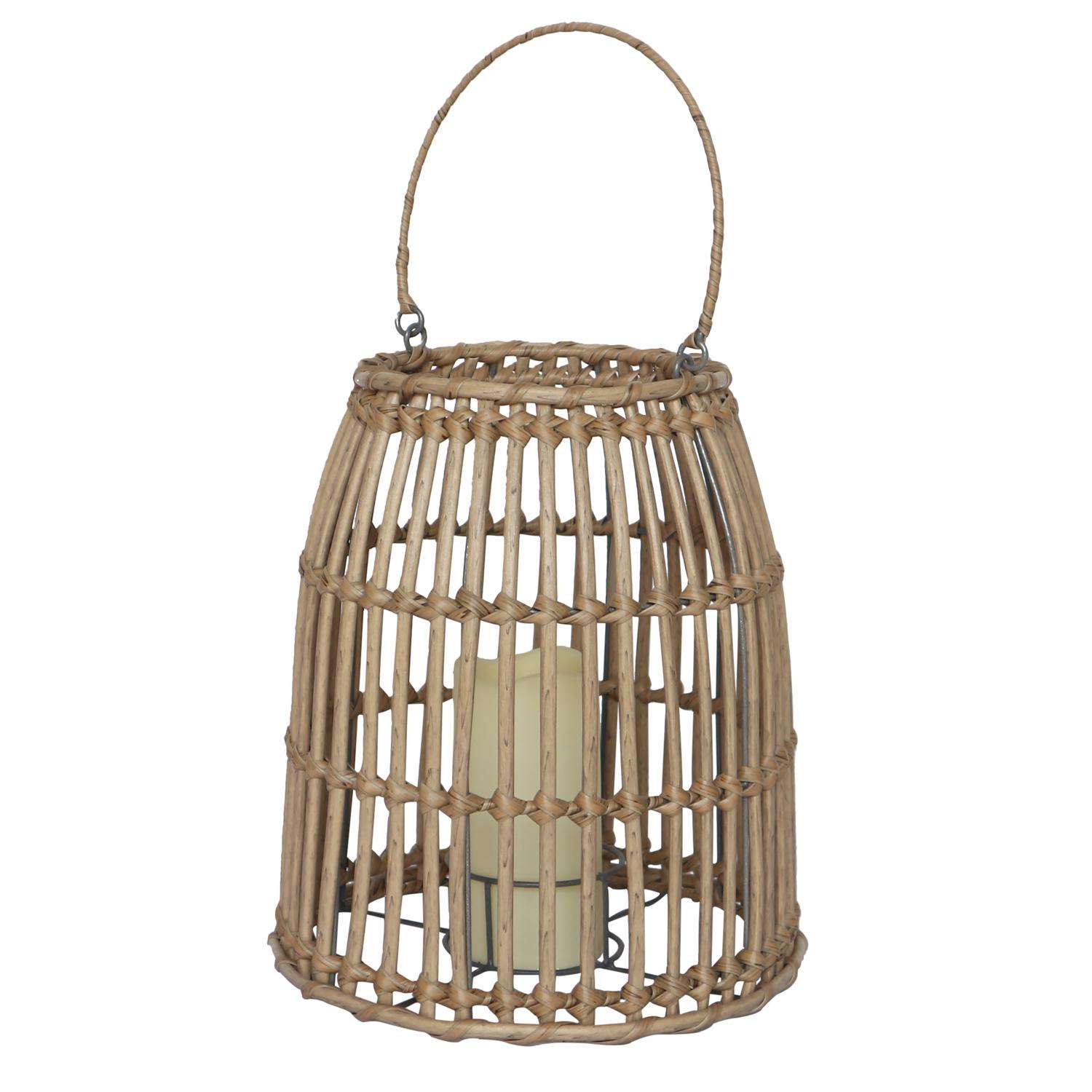 Infinity Natural Iron 15.94 In. H Poly Rattan Lantern