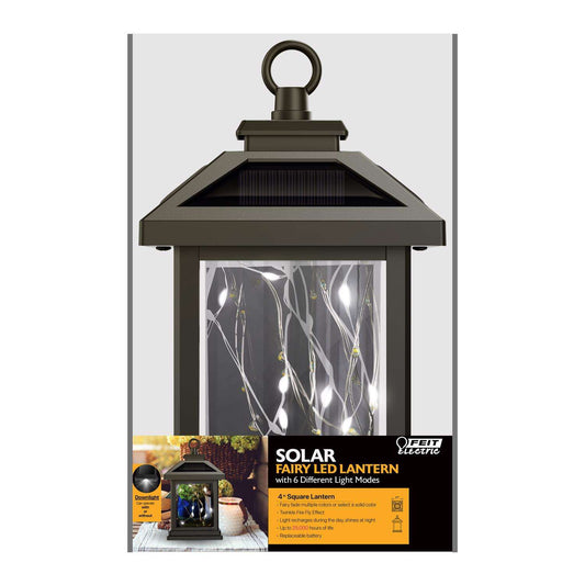  Feit Solar Fixtures 7 In. Solar Power Metal Square Hanging Pathway Light Bronze
