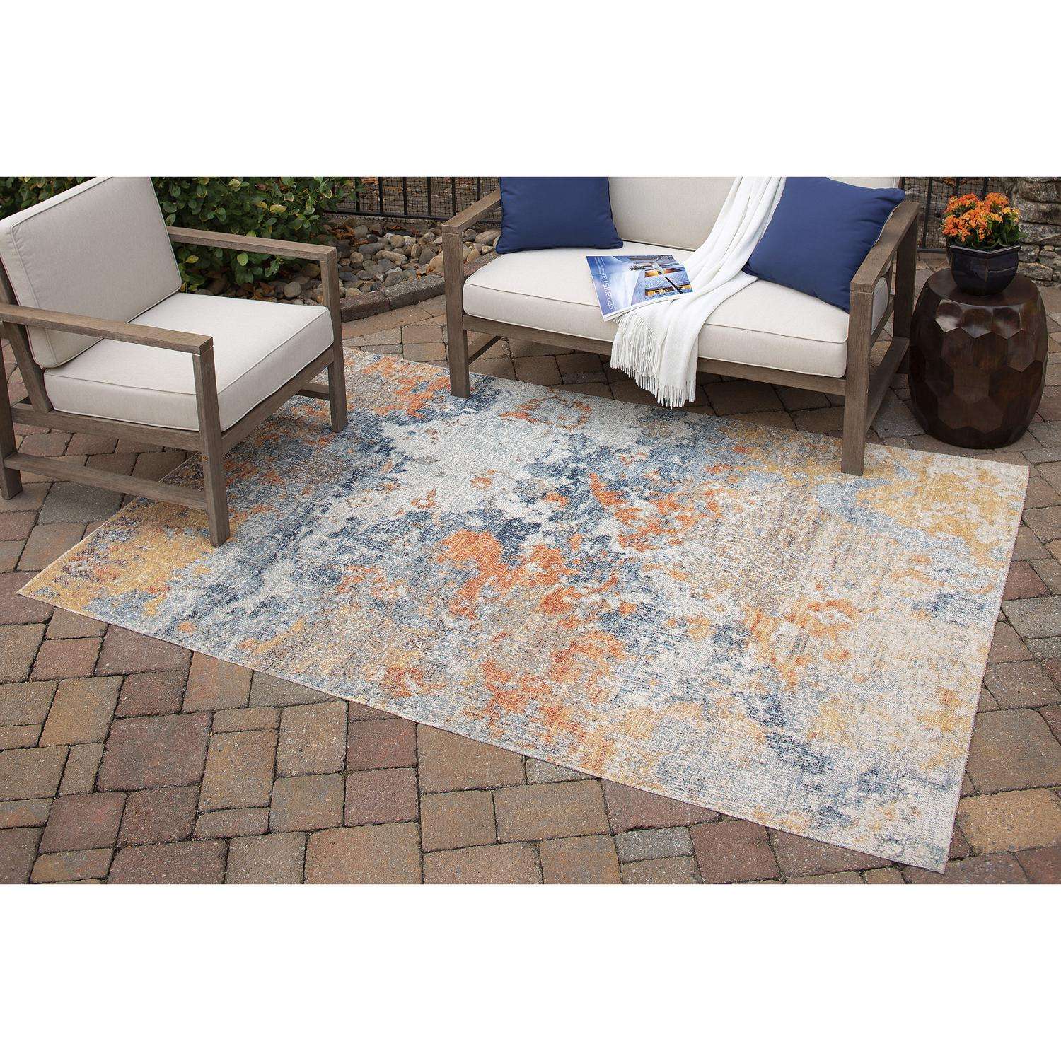  Signature Design By Ashley Wraylen 120 In. L Multicolored Ethereal Polypropylene Rug