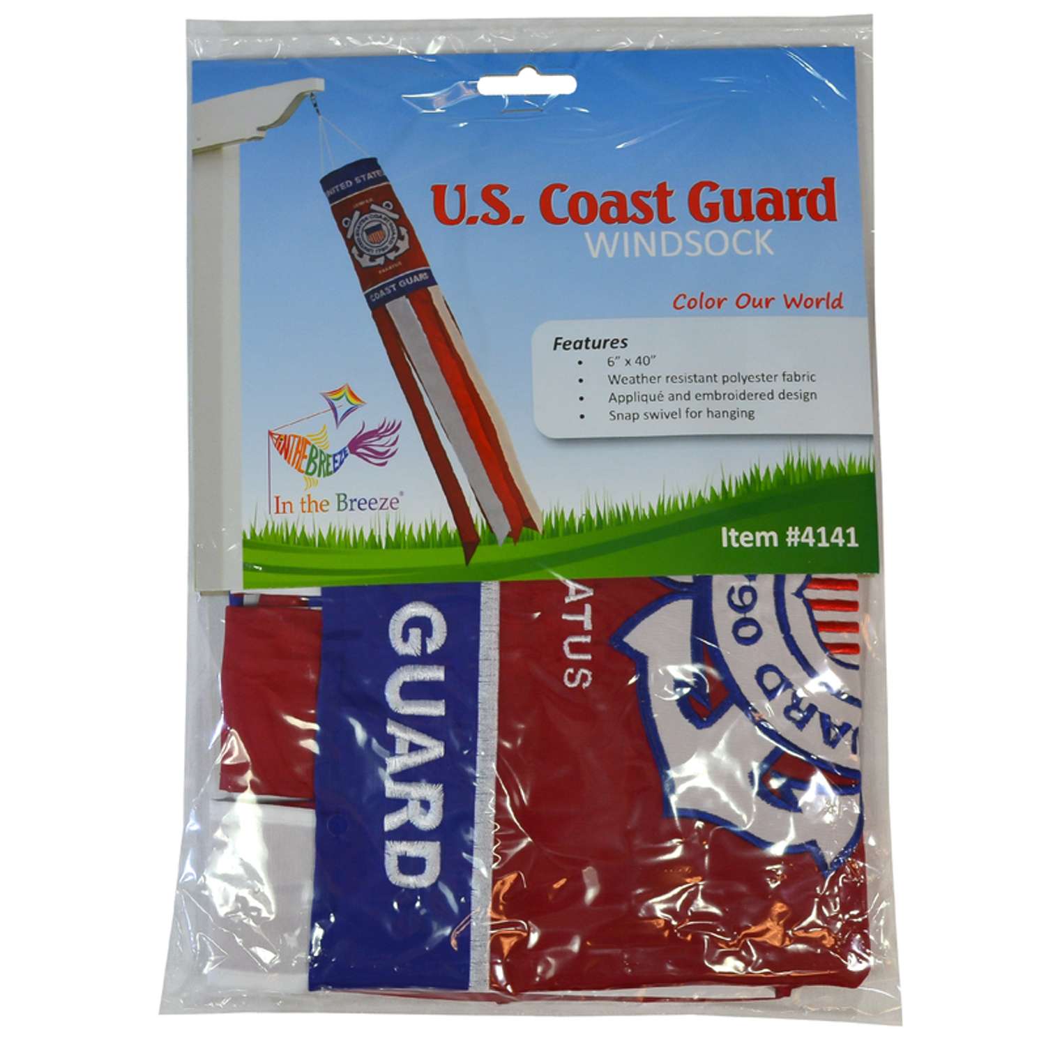  In The Breeze US Coast Guard Windsock 40 In. H X 6 In. W
