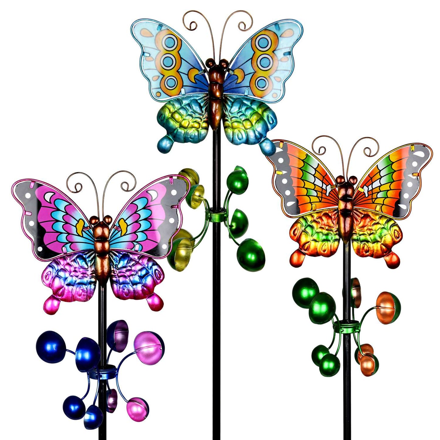  Exhart Assorted Metal 38 In. H Butterfly Garden Stake Spinner