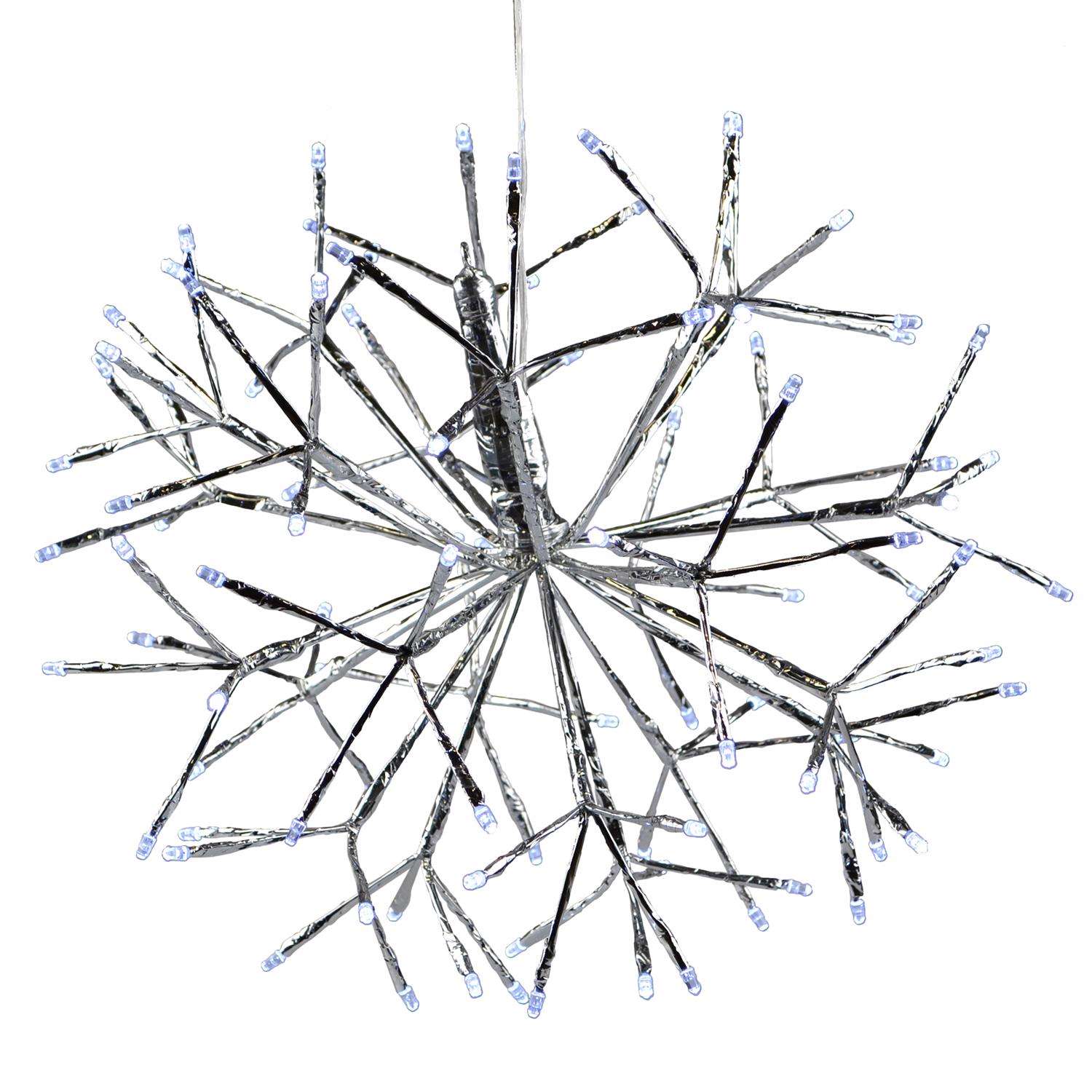  Holiday Bright Lights LED Sphere Light Pure White 16 In. 96 Lights