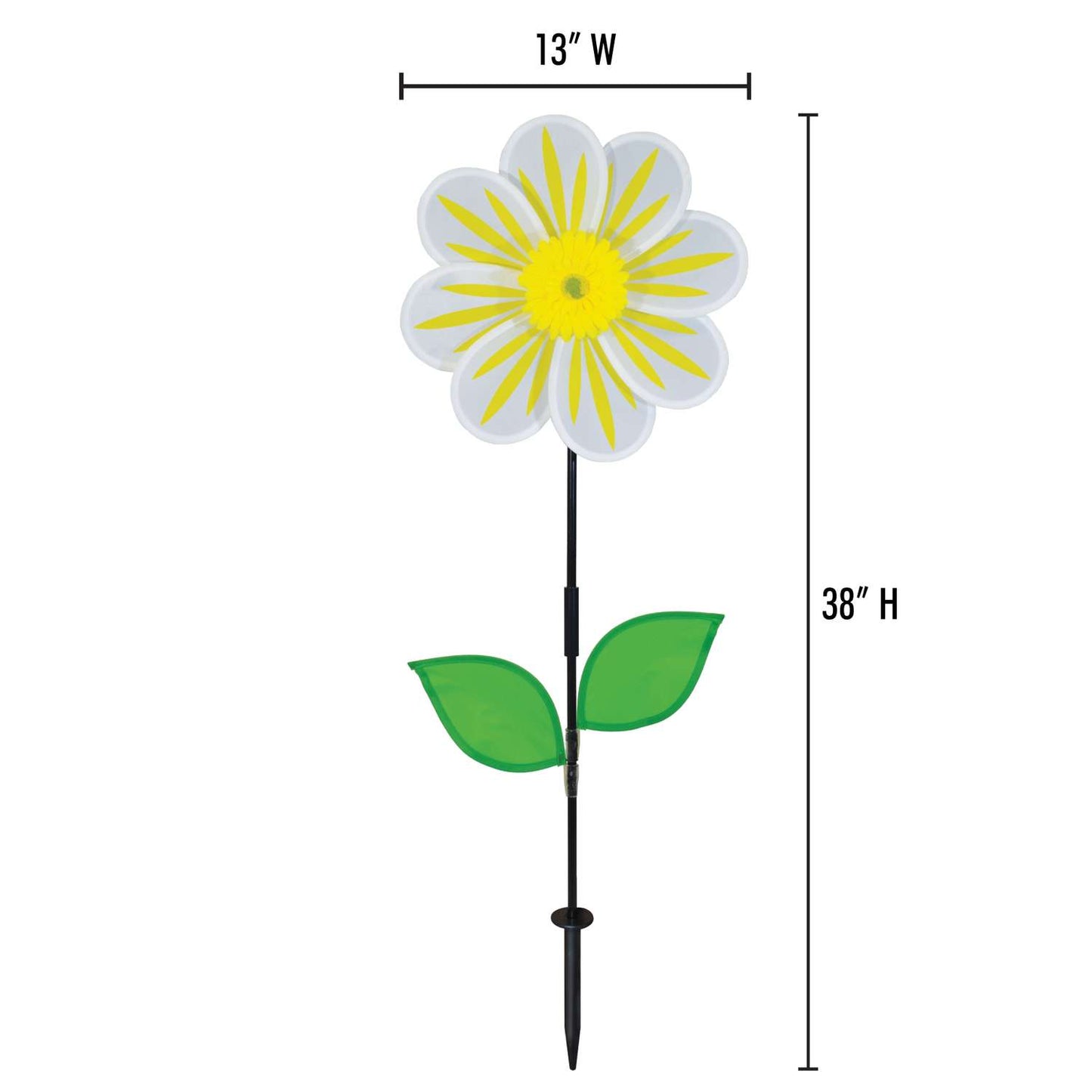  In The Breeze White Nylon 38 In. H Garden Stake Spinner