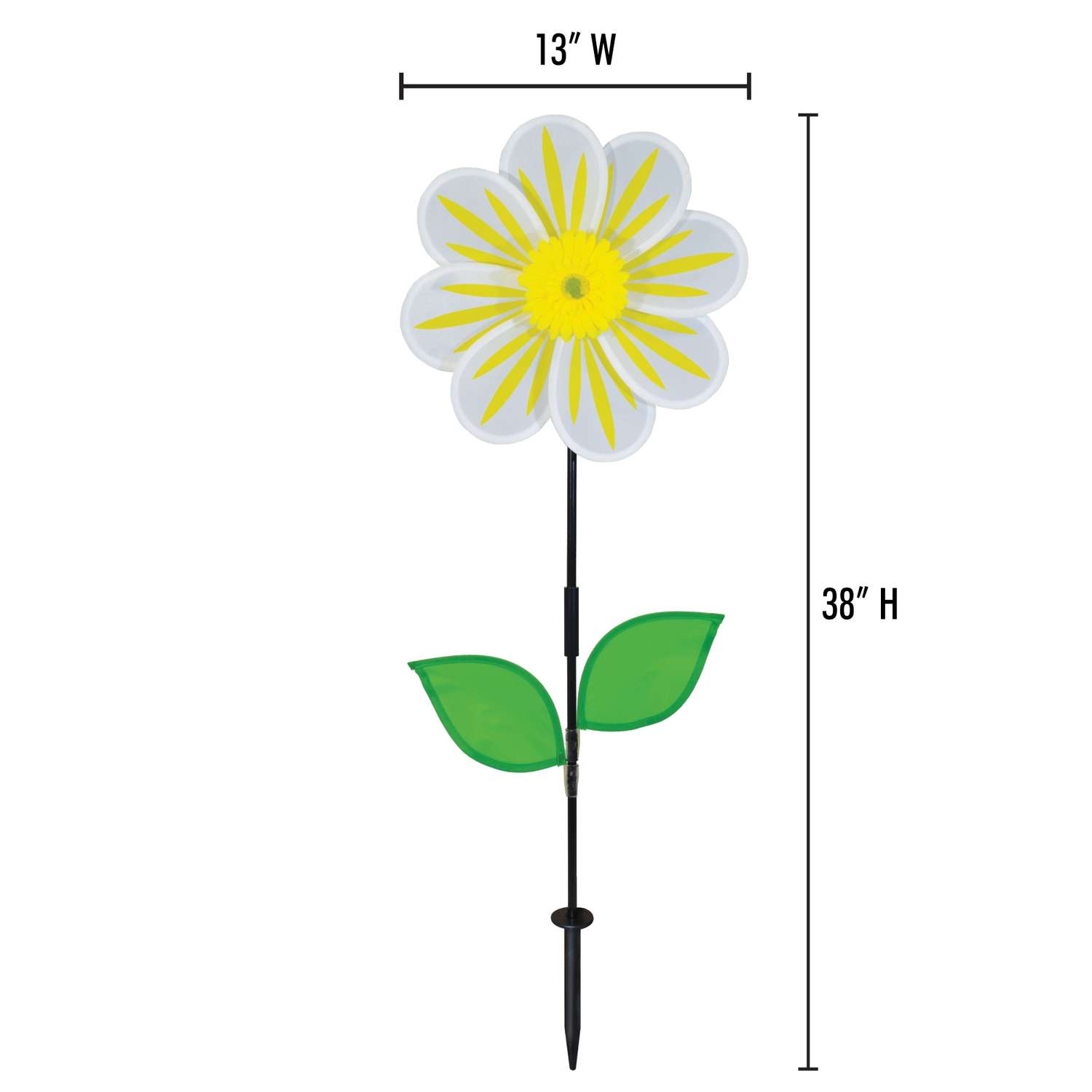  In The Breeze White Nylon 38 In. H Garden Stake Spinner