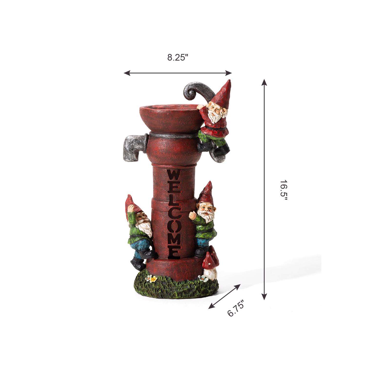  Glitzhome Polyresin Multi-color 16.5 In. Water Pump Gnome Welcome Garden Statue