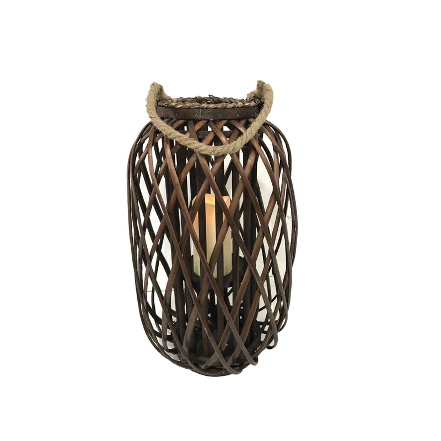  Infinity 20 In. Wood Willow Hanging Lantern Brown
