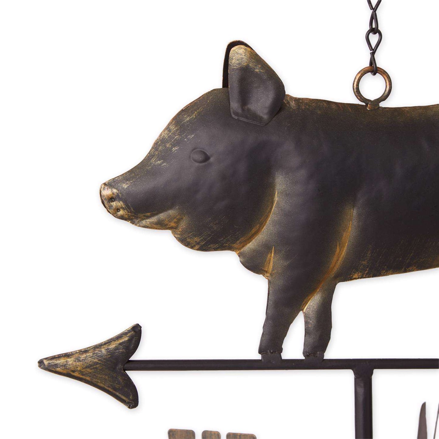  Zingz Black Iron 45 In. Weathervane Pig Wind Chime