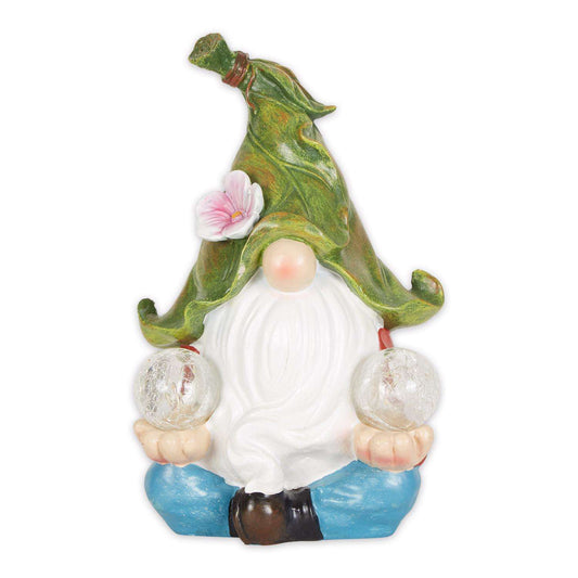  Zingz Polyresin Multi-color 11.6 In. Meditating Leaf-Hat Gnome Garden Statue