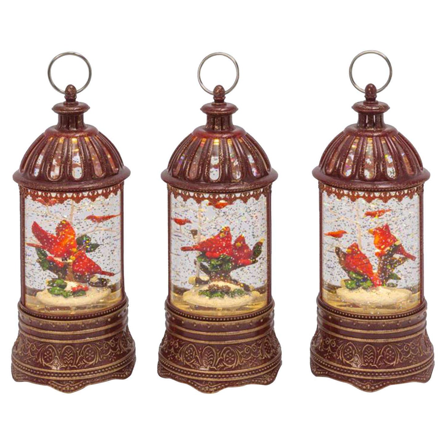  Gerson 10 In. Glass/Metal Musical Spinning Water Globe Lantern Multicolored