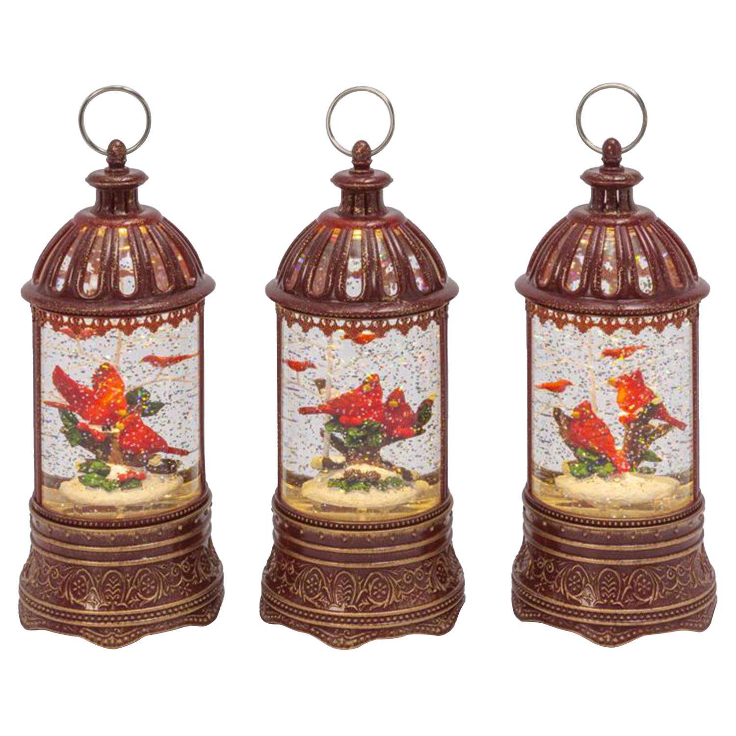  Gerson 10 In. Glass/Metal Musical Spinning Water Globe Lantern Multicolored
