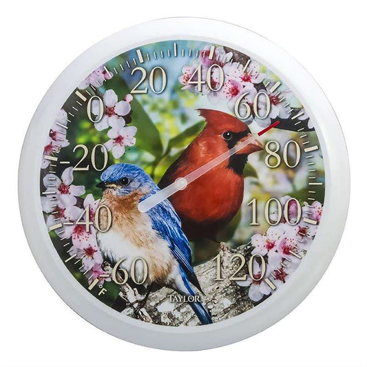  Taylor Cardinal/Blue Bird Dial Thermometer Plastic Multicolored 13.25 In.