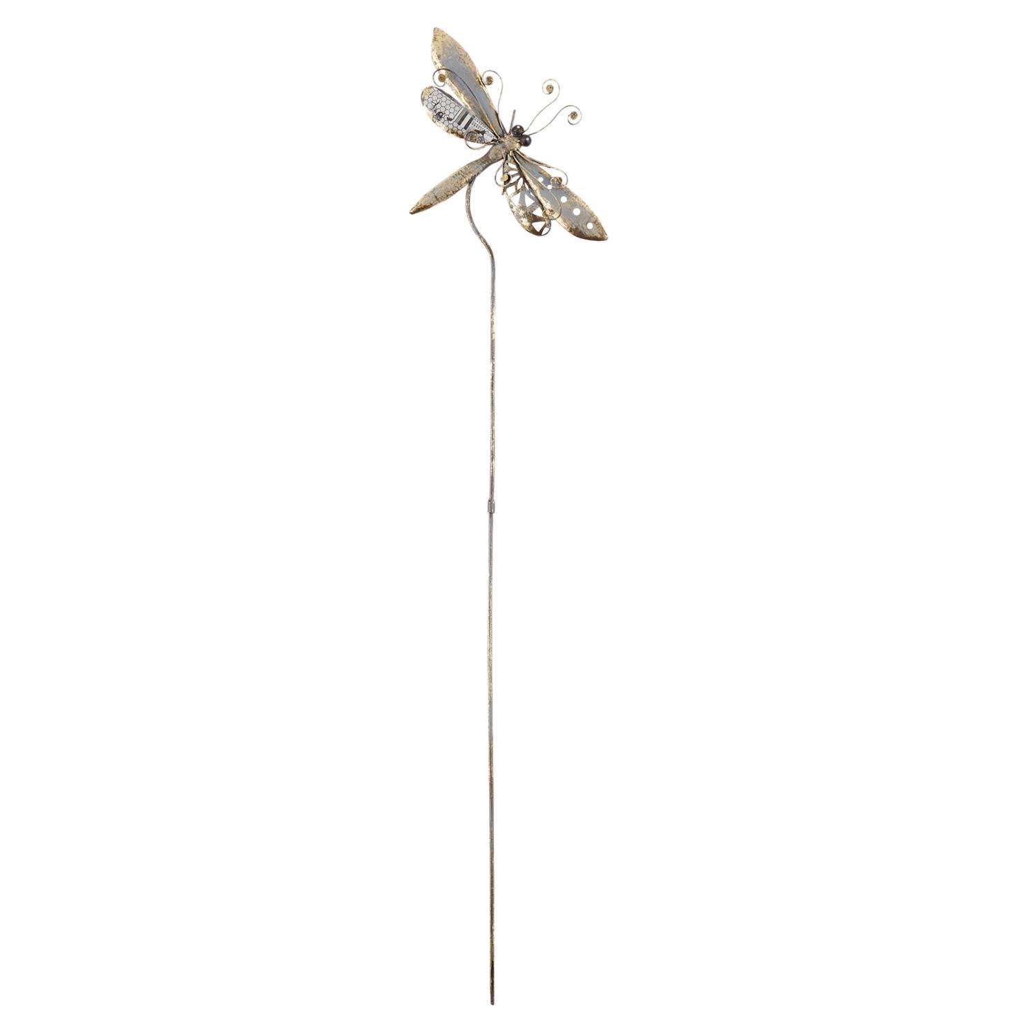  Zingz & Thingz Silver Iron 39.25 In. H Dragonfly Outdoor Garden Stake