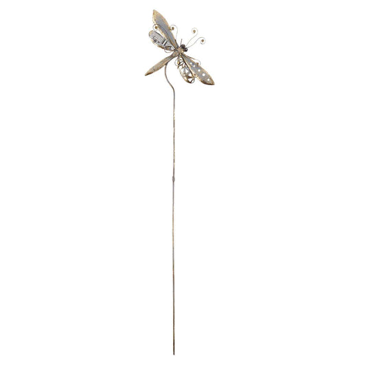  Zingz & Thingz Silver Iron 39.25 In. H Dragonfly Outdoor Garden Stake