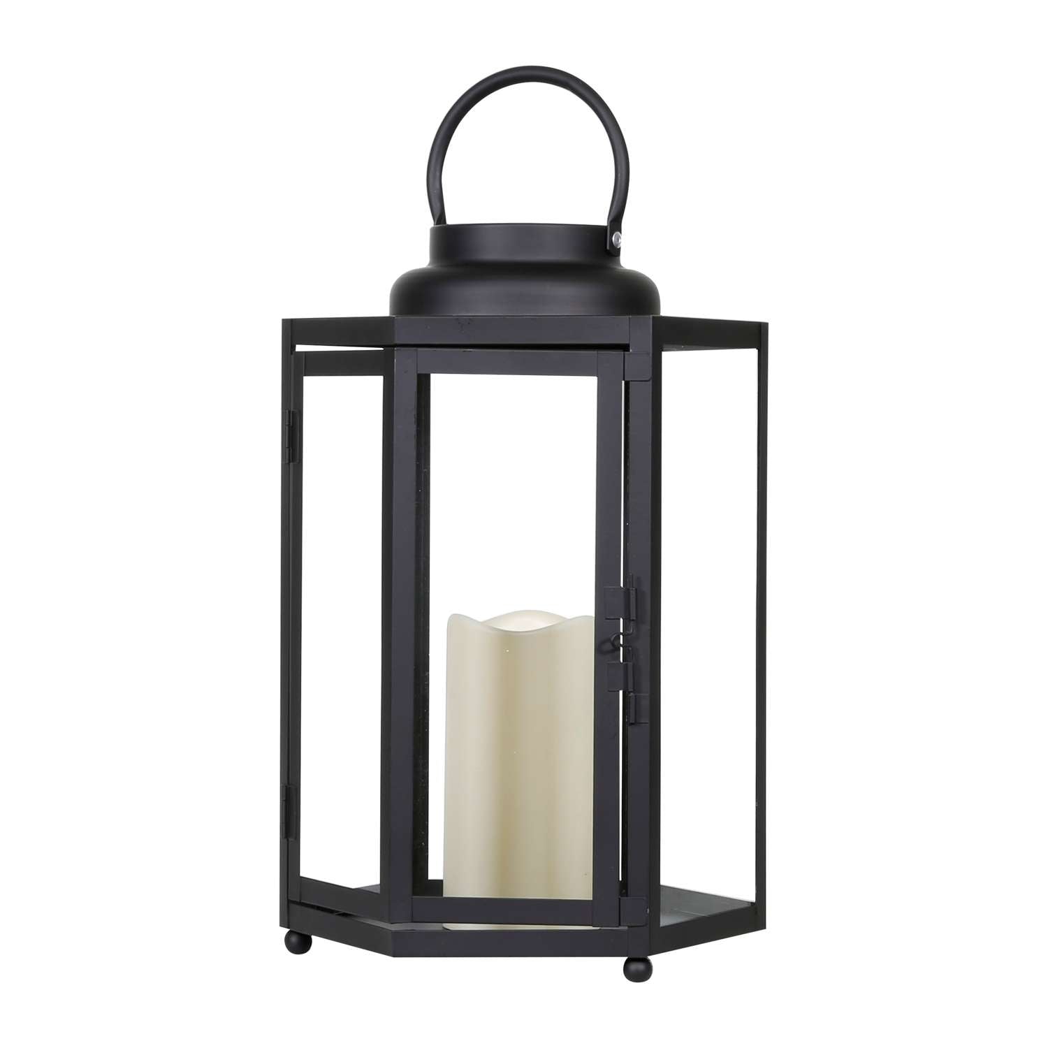  Alpine 14 In. Glass/Plastic Decorative Flameless Lantern Black