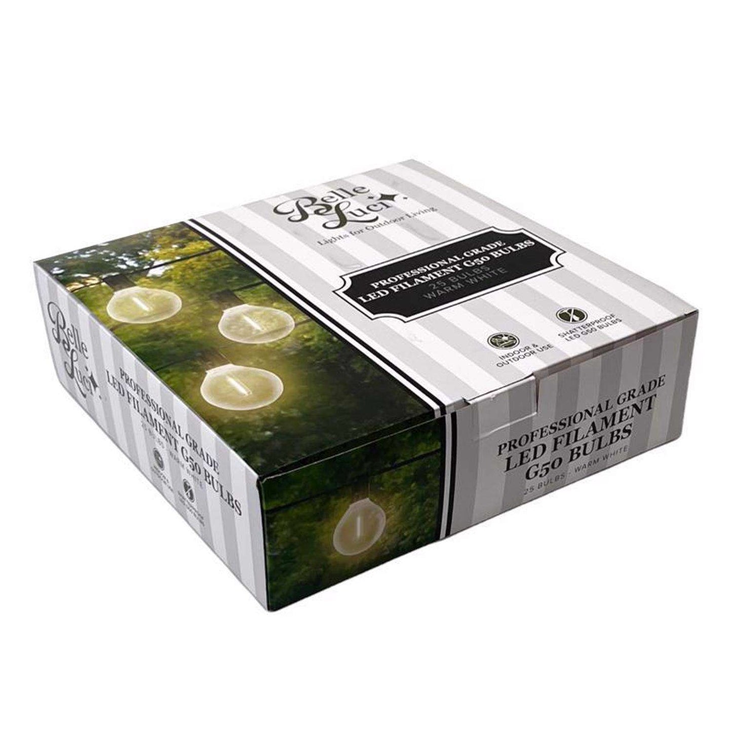 Belle Luci Holiday Bright Lights LED G50 Single Filament LED Replacement Bulb Warm White 2.5 In. 25