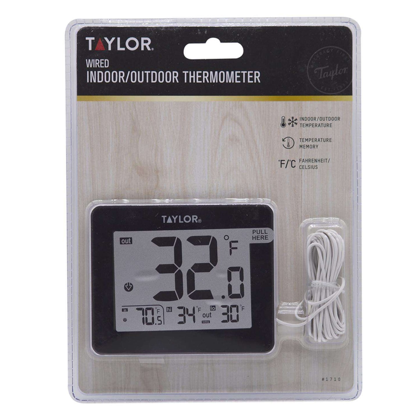  Taylor Wire Probe Digital Thermometer Plastic Black 3.15 In.
