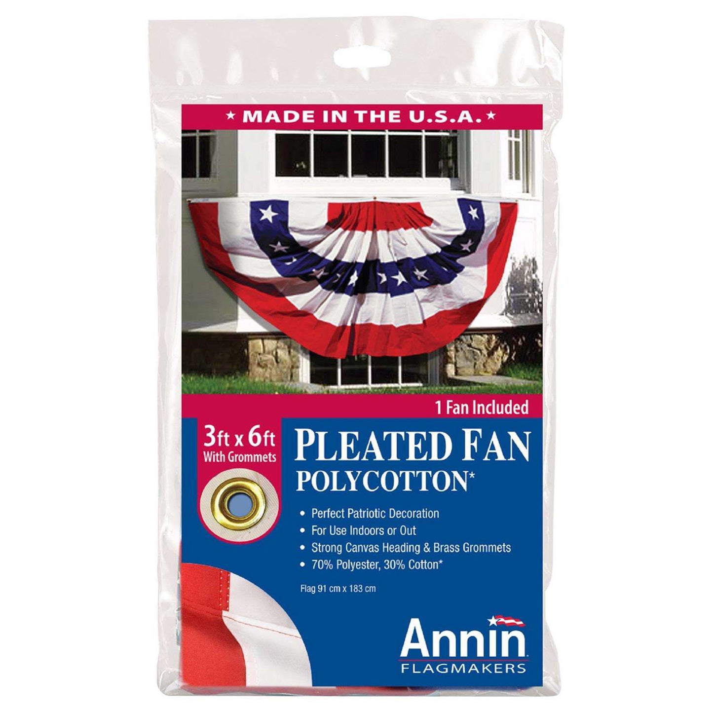  Annin American Pleated Flag 3 Ft. W X 6 Ft. L