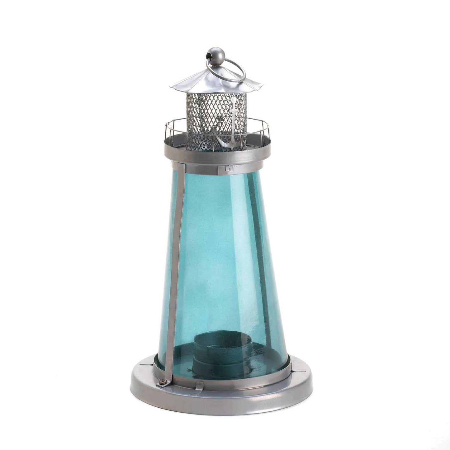  Gallery Of Light Lighthouse 9.5 In. Glass/Metal Lantern Silver