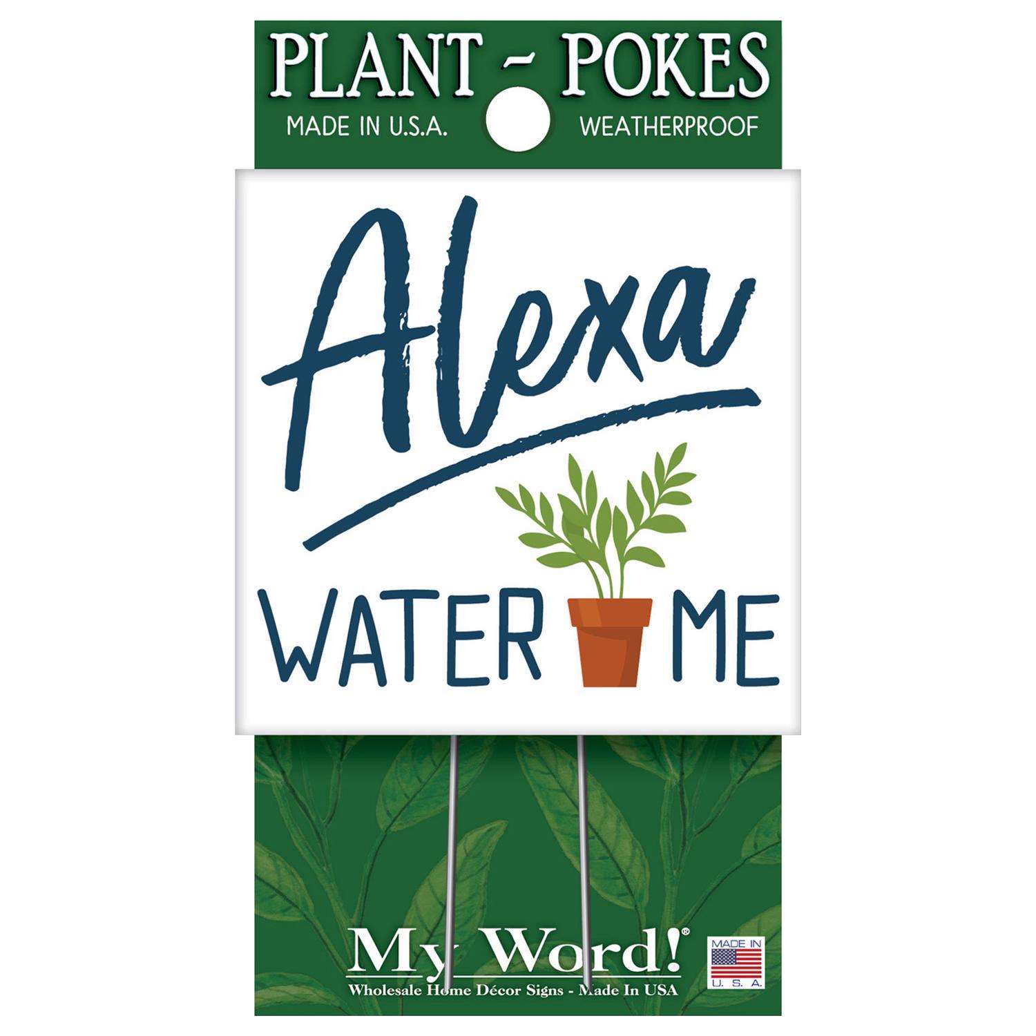  My Word! Multicolored Wood 4 In. H Alexa Water Me Plant Pokes