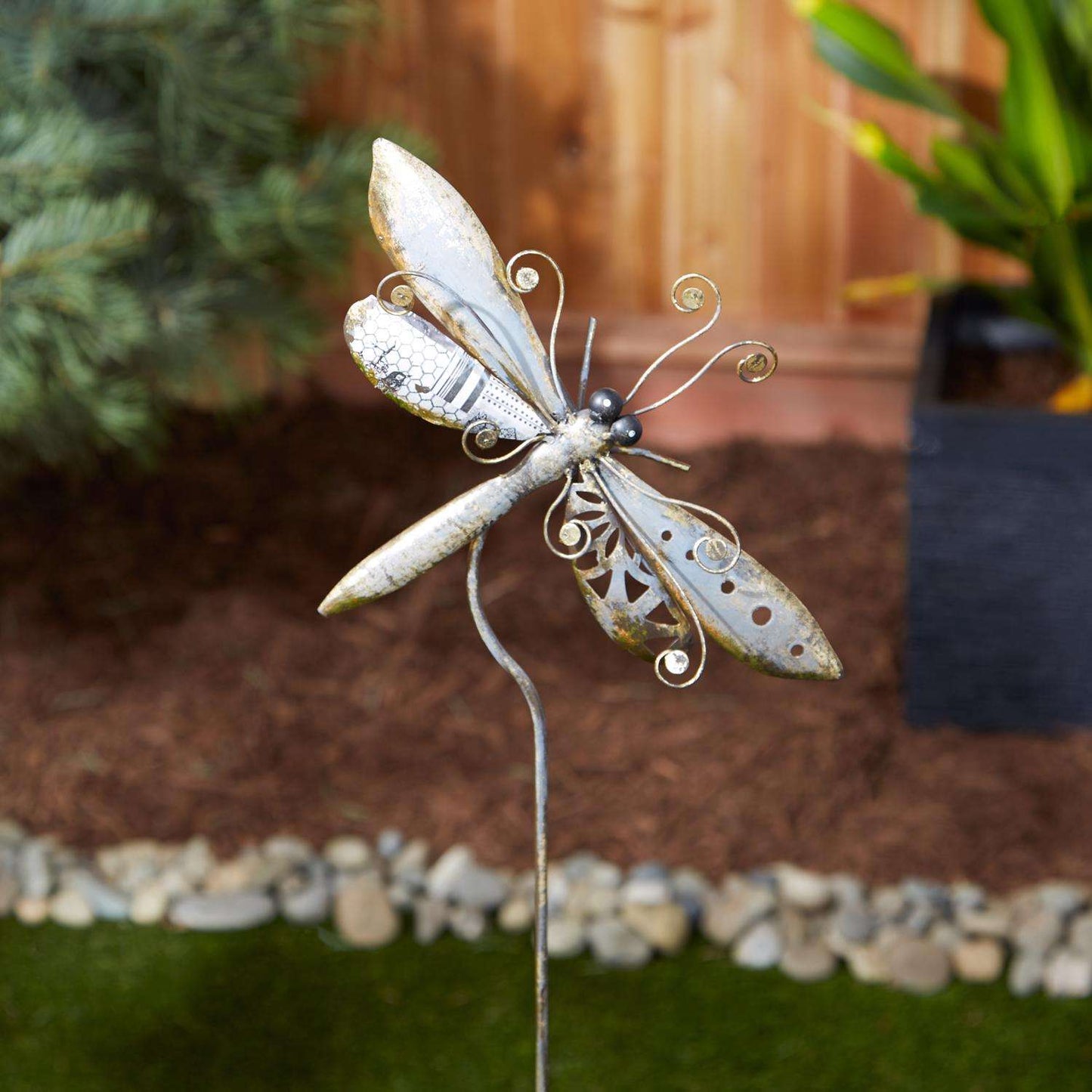  Zingz & Thingz Silver Iron 39.25 In. H Dragonfly Outdoor Garden Stake