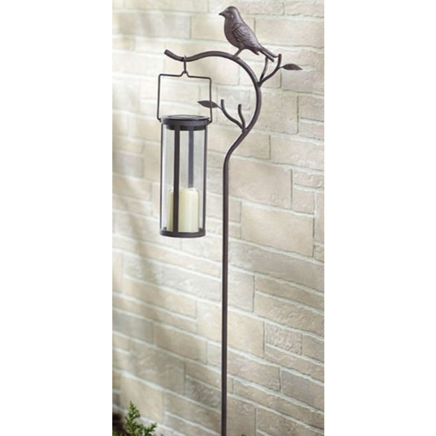  Smart Living 45 In. Solar Power Metal Provence Bird Hanging Lantern Bronze