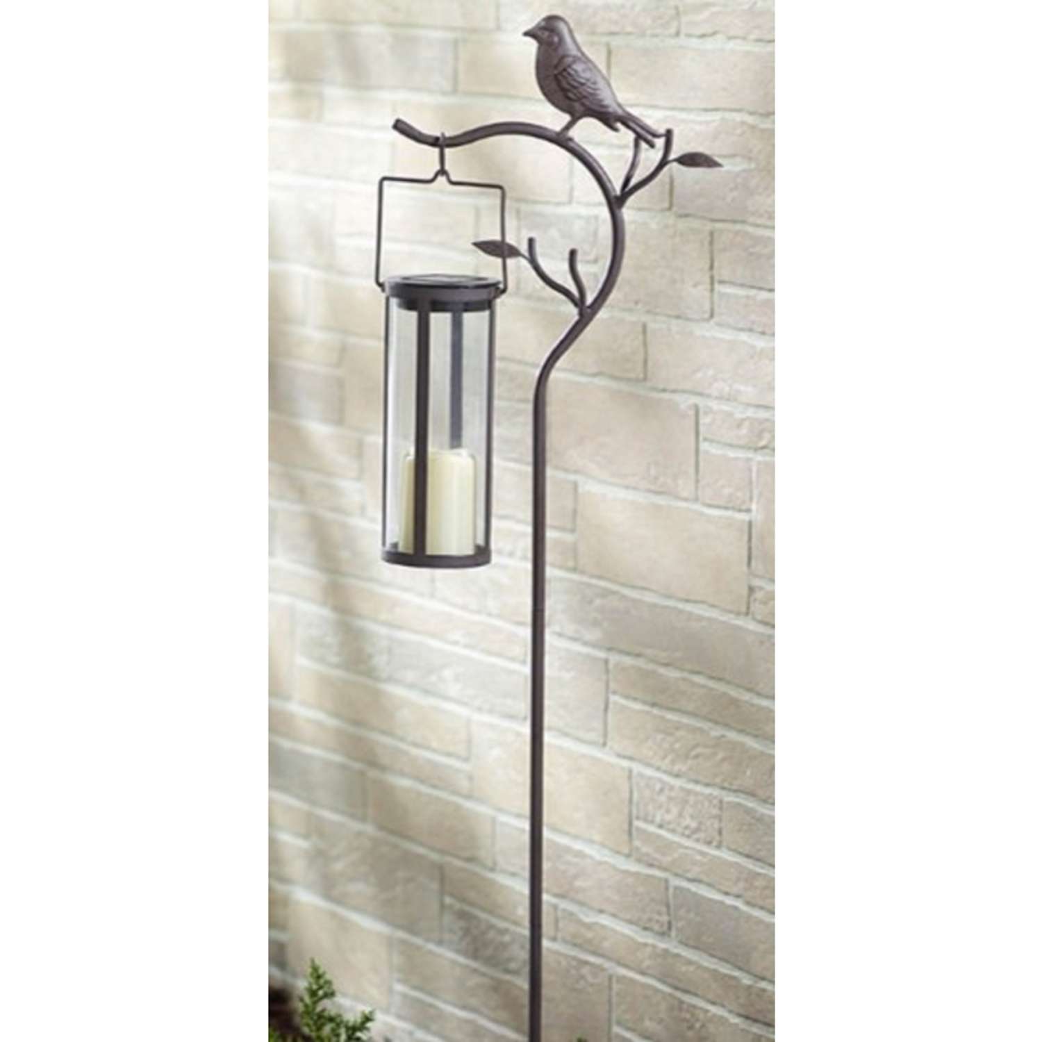  Smart Living 45 In. Solar Power Metal Provence Bird Hanging Lantern Bronze