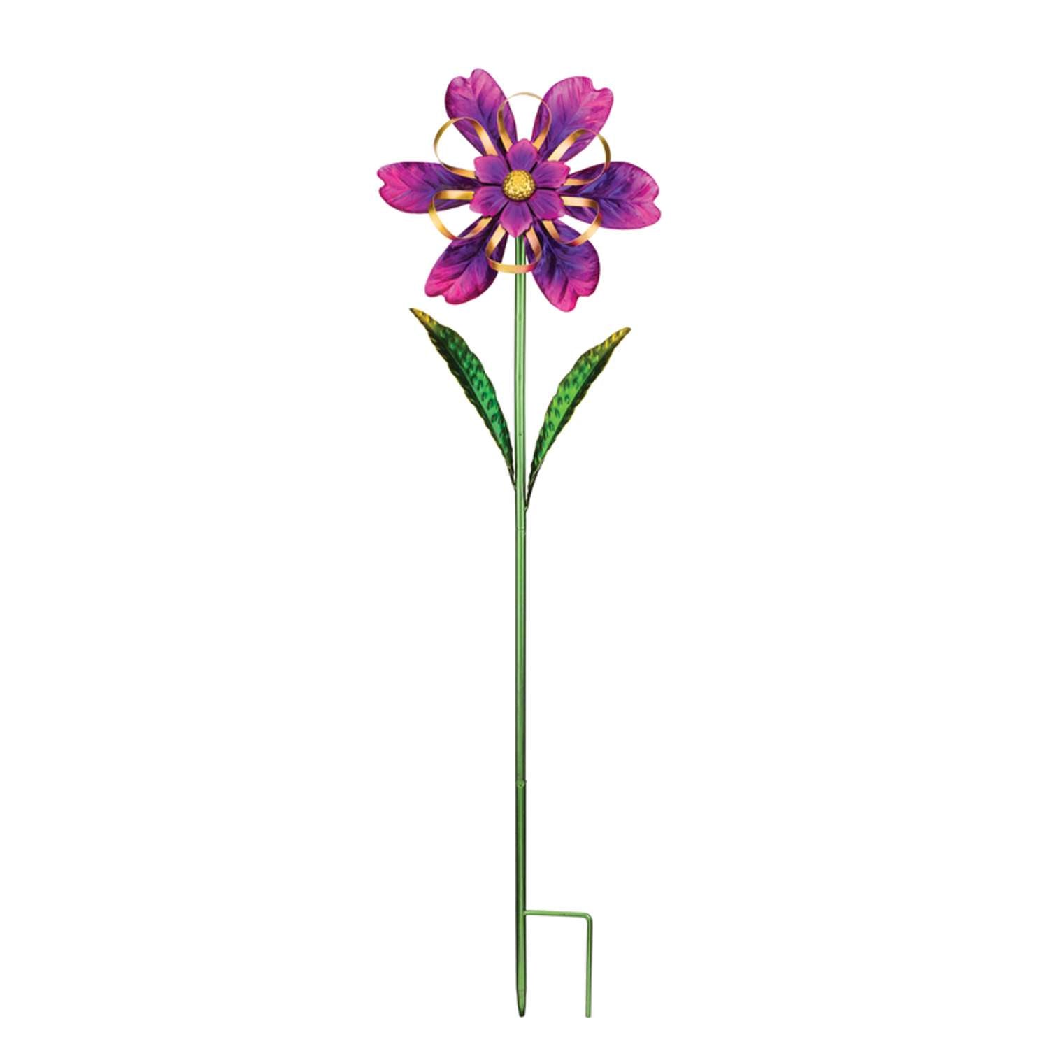  Regal Art & Gift Assorted Metal 36 In. H Flower Ribbon Garden Stake Spinner