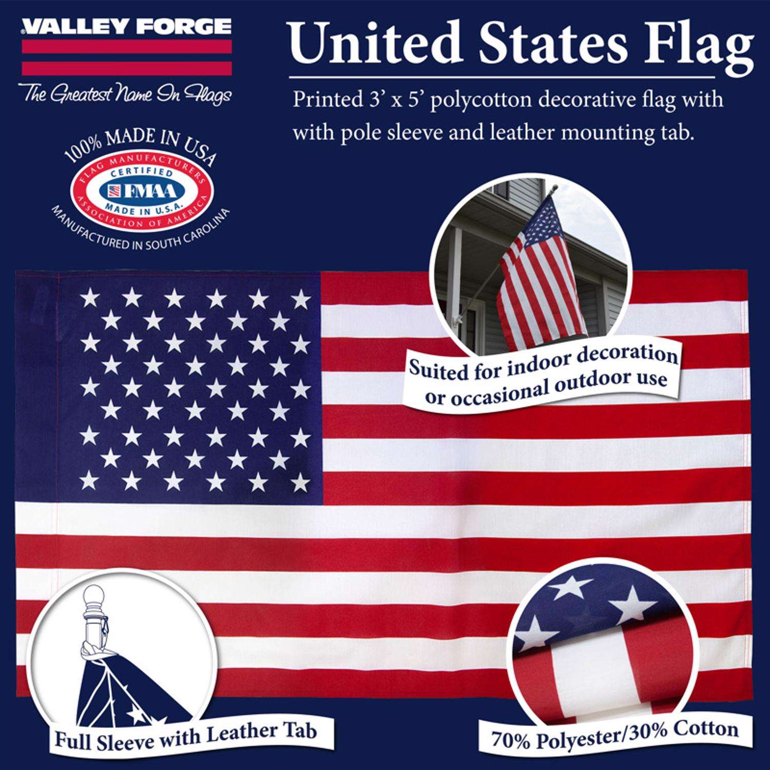  Valley Forge American Flag 29 In. H X 50 In. W